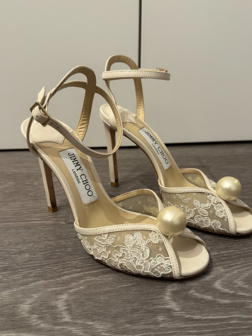 Jimmy Choo Sacora 100 lace and pearl heels- size 36